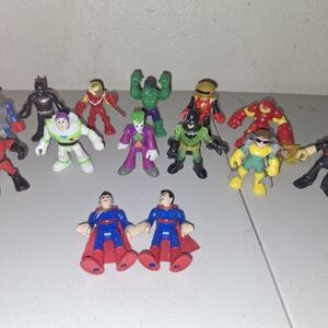 DC Mini Action Figure Lot - Blue, Red, Green & Yellow Characters